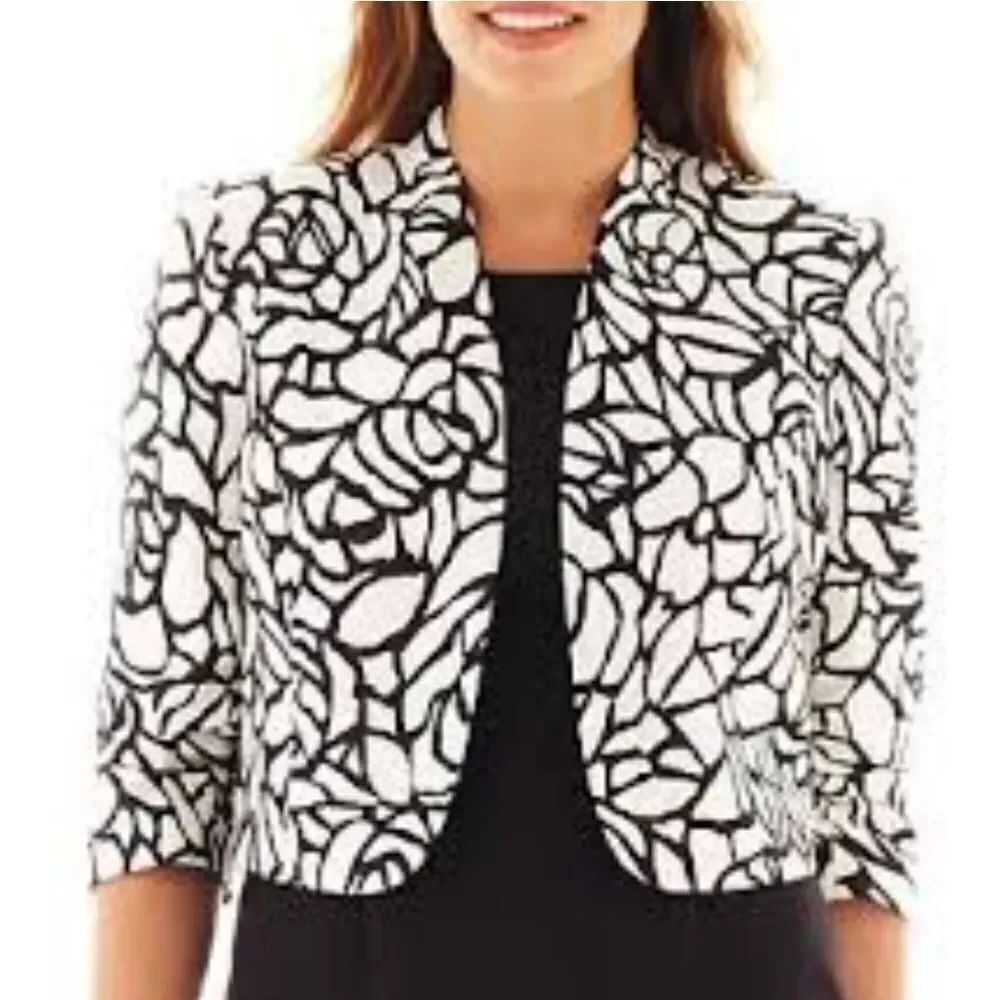 WOMEN"S VINTAGES ANNE KLEIN ABSTRACT HALF BELL SLEEVE LINED BLAZER JACKET
